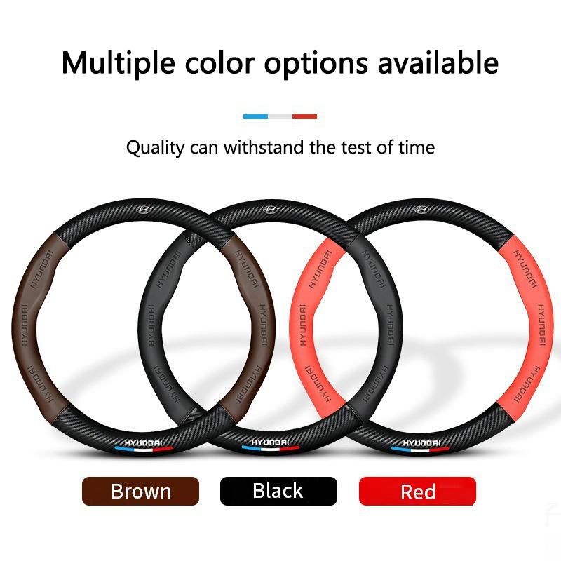 Universal Car Steering Wheel Cover Carbon Fiber Leather Auto Interior For Hyundai Tucson Accent Elantra Santa fe Sonata I10 I20 E6