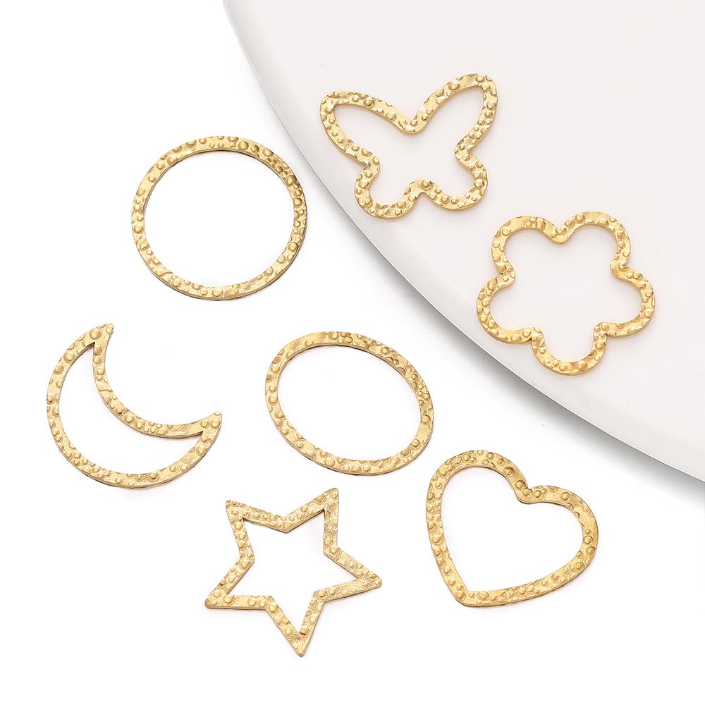6pcs Gold Color Stainless Steel Geometric Bezel Frame Charms Pendants for DIY Earring Necklace Jewelry Making Findings Supplies