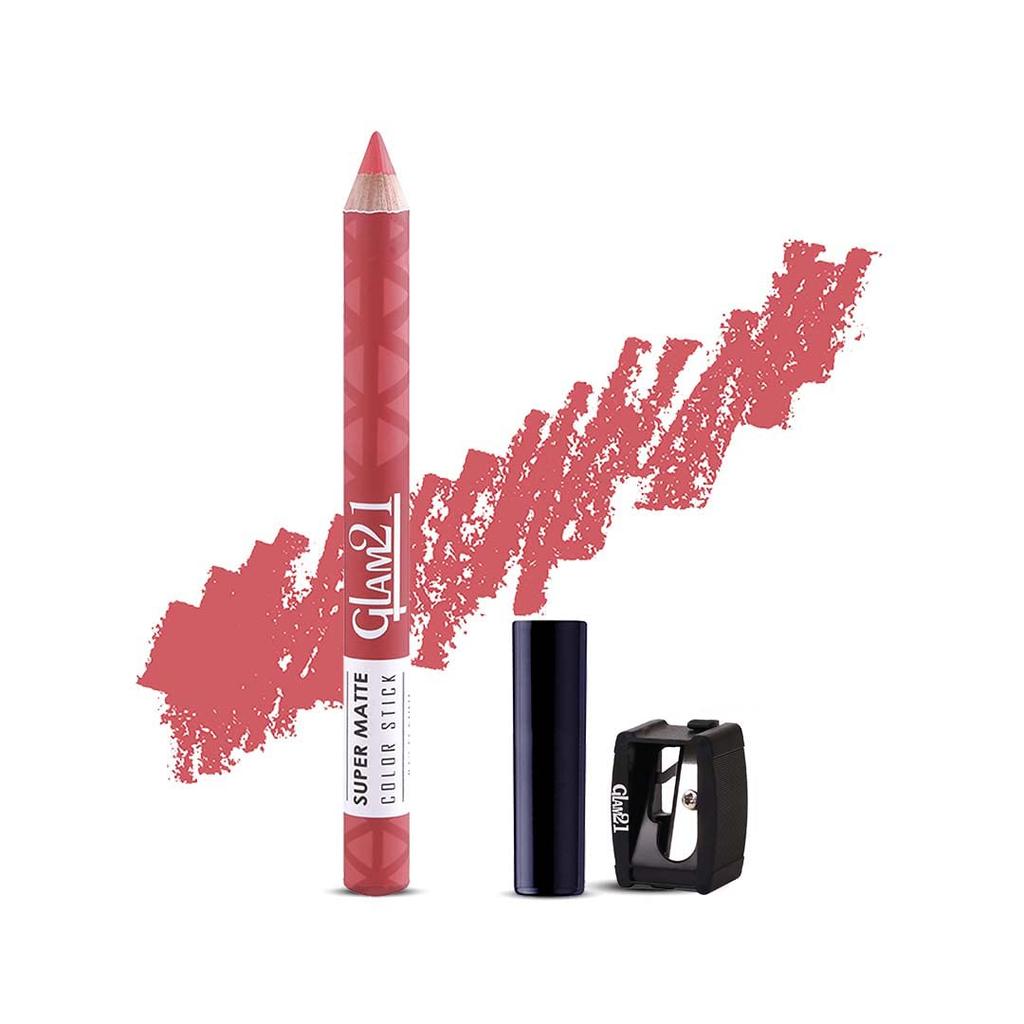Glam21 Super Matte Colorstick Lipstick|Natural Wooden Lipstick | Long Lasting | Ultra Pigmented | Light Weight -3.5 Gm | 12-Flaunt