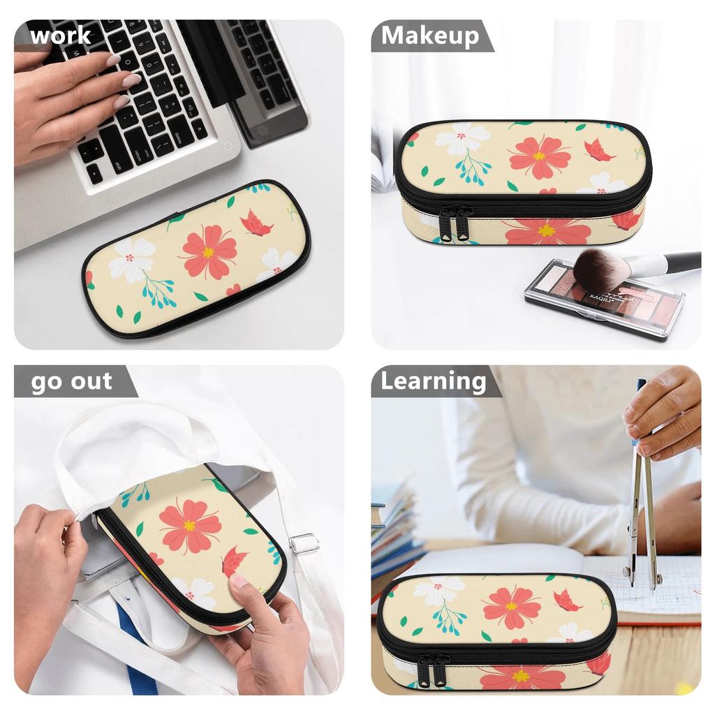 Pencil Case High Capacity Secure Zipper 300D Polyester with Main Compartment Mesh Pocket and Pen Slots for Teens and Students