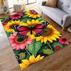 Colorful Butterfly and Sunflower Design Non-slip Rug Suitable for Living Room and Bedroom Sofas