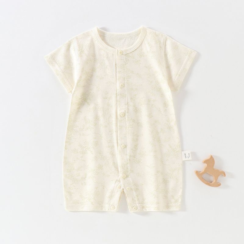 Summer Pure Cotton Baby Jumpsuit, Soft Pajamas, Newborn Class a Clothing, Baby Seamless Short-Sleeved Jumpsuit 0
