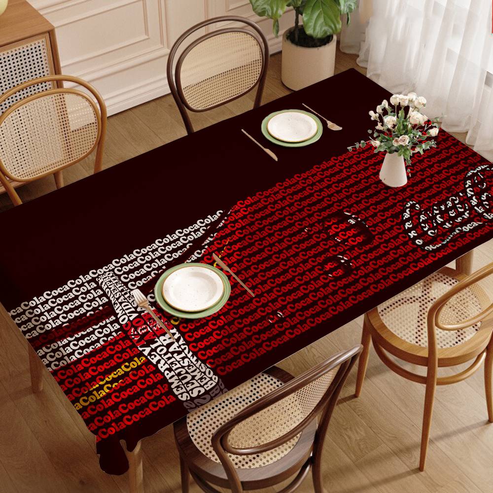 C-COCA Logo C-COLAS Rechthoekige Tafelkleden Bedrukte Tafeldoek Voor Boerderij Vakantie Bruiloft Feest Eettafel Decoratie 150x180cm