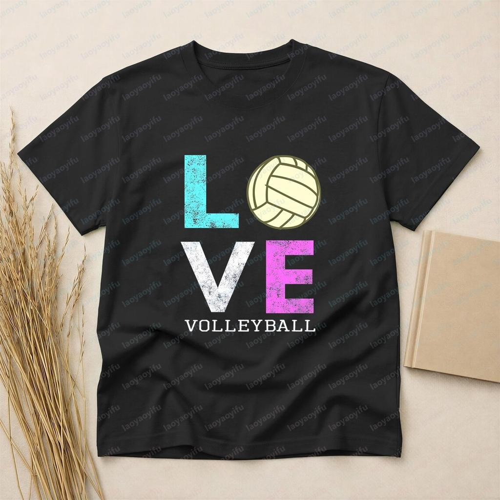 Awesome Girls Unisex Volleyball Gift They Love Volleyball Summer Trend RoundNeck ShortSleeved Unisexs Comfortable TShirt