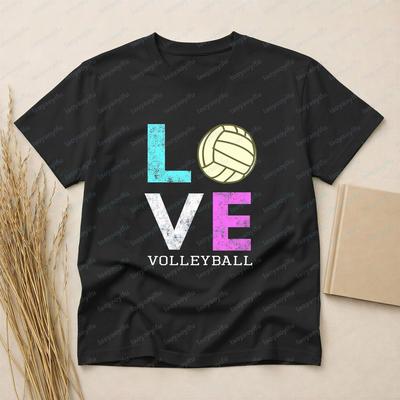Awesome Girls Unisex Volleyball Gift They Love Volleyball Summer Trend RoundNeck ShortSleeved Unisexs Comfortable TShirt