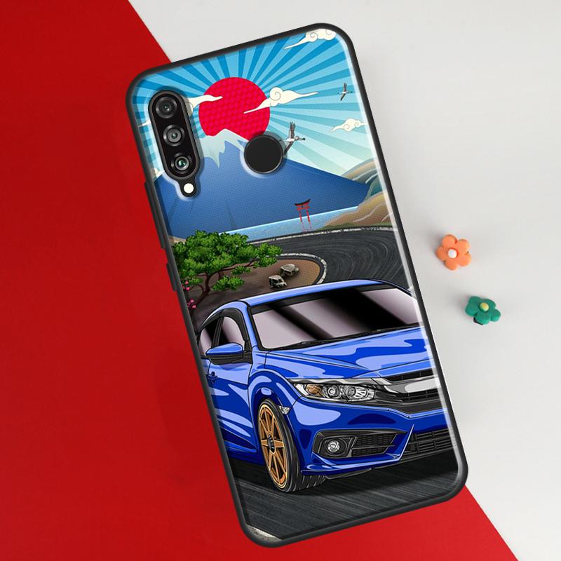 Tokyo JDM Drift Sports Car Cover For Huawei P30 Pro P50 P20 P40 Lite P Smart 2021 Nova 5T Case For Honor 50 8X 10i