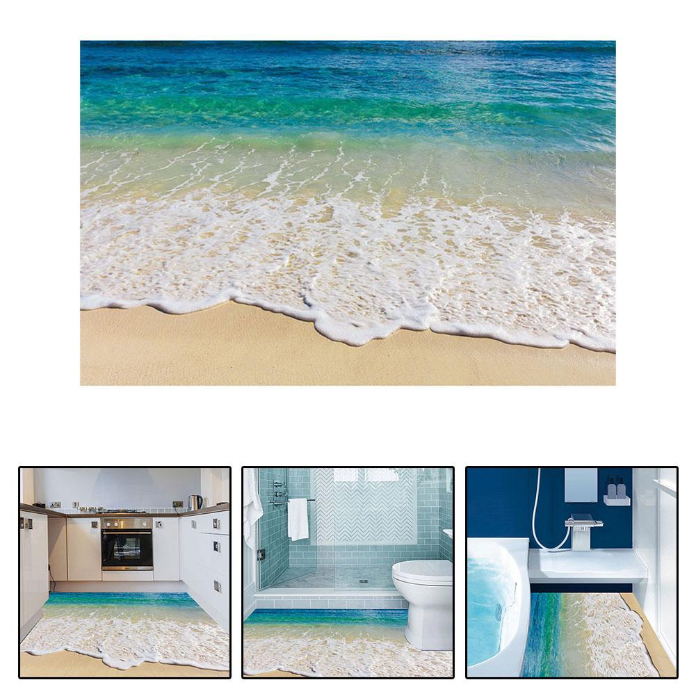 Add A Splash To Your Space With 3D Beach Ocean Floor Stickers Demonstrating Great Adhesive Strength And Durability