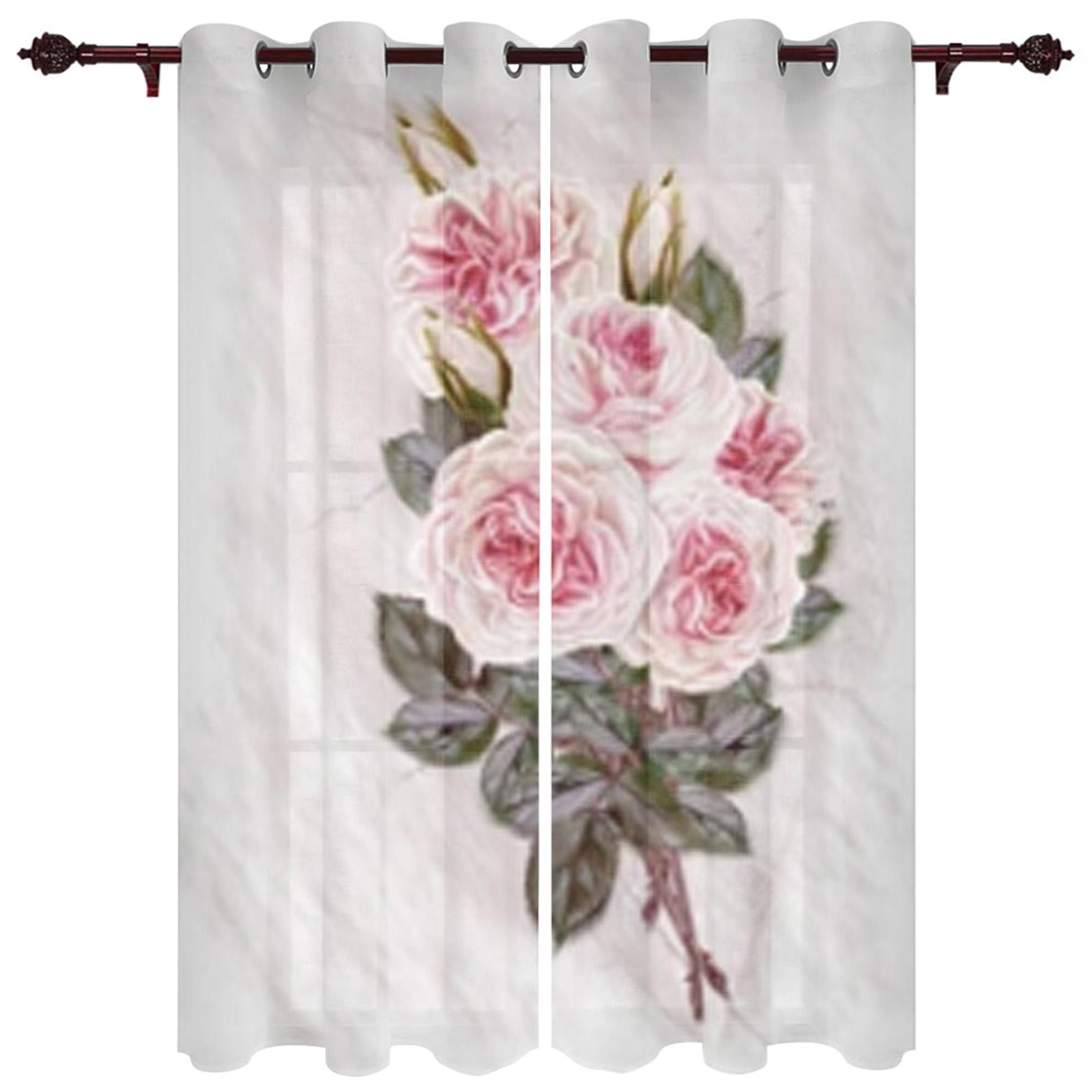 Розовая Роза Романтические Оконные Шторы Кухонные Шторы Панель Домашний Декор Шторы — фото 15