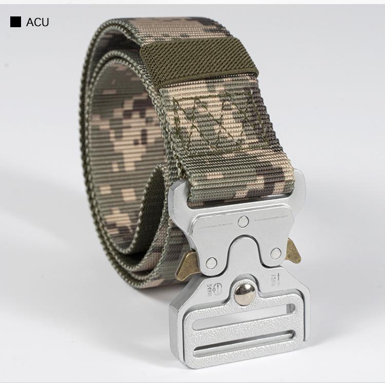 

Camouflage Canvas Nylon Tactical Belt with Automatic Alloy Buckle - Multifunctional Casual Waist Belt for Pants. 125cm