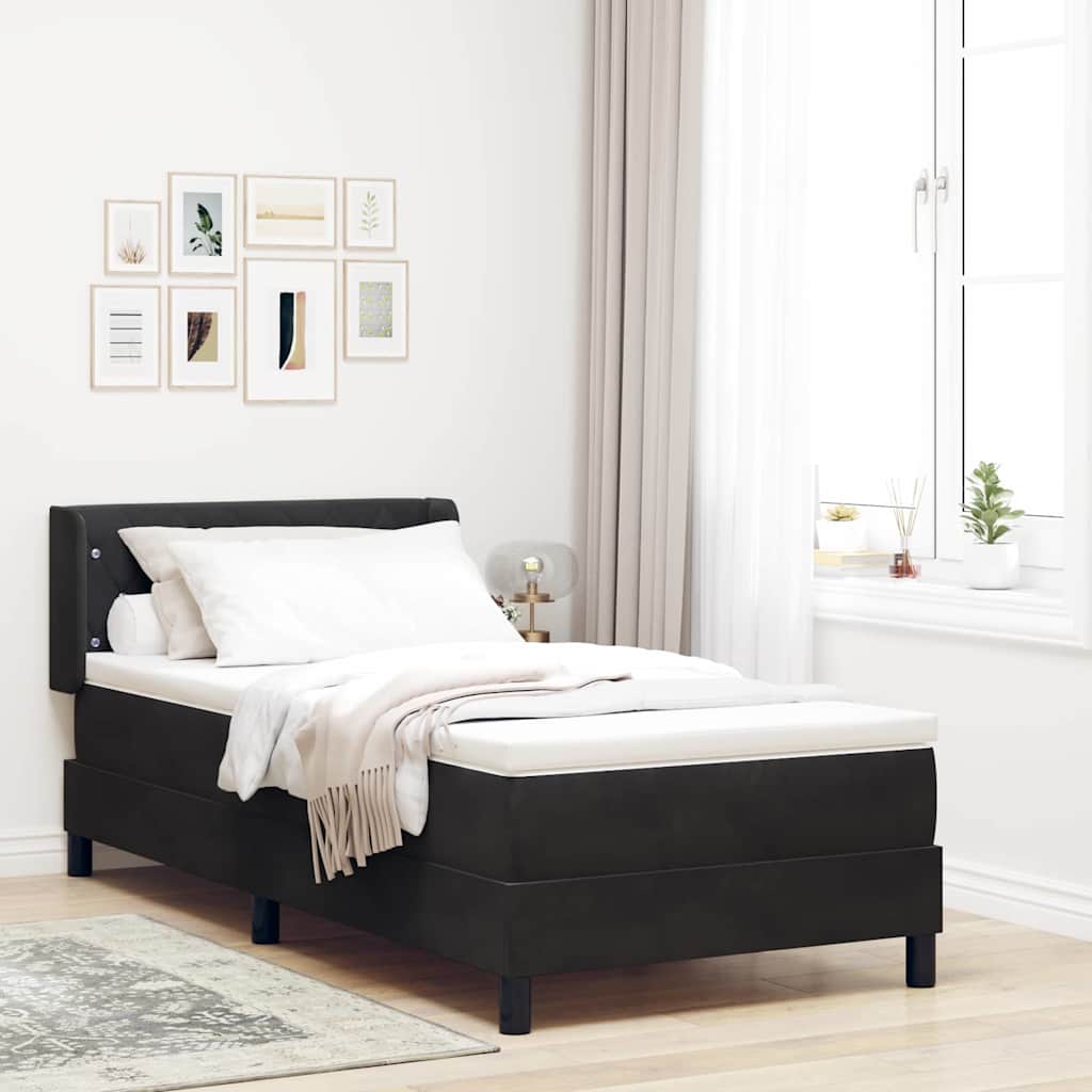 Box Spring Bed with Headboard Black 200 x 90 cm Velvet