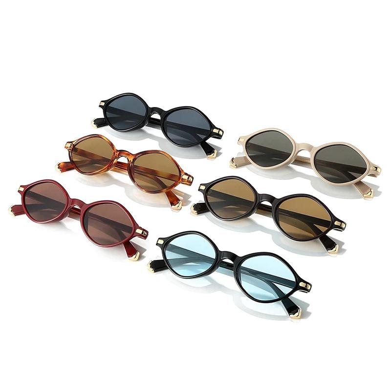  New Retro Polygon Cat Eye Sunglasses Women Fashion Leopard Shades UV400 Men Rivets Sun Glasses