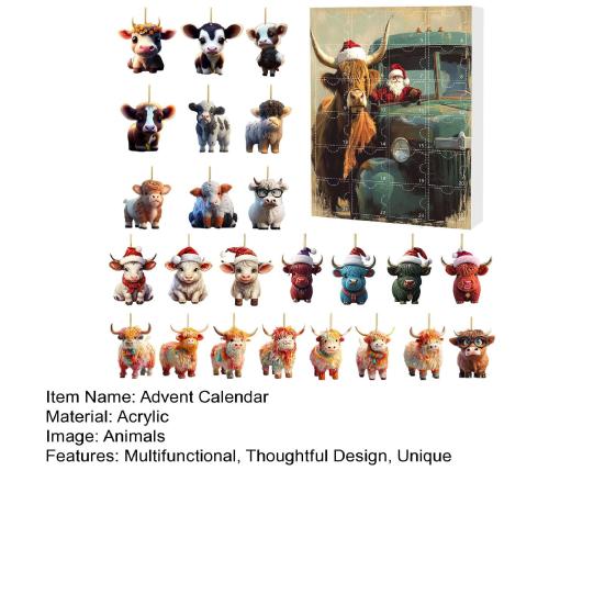 2025 Christmas Advent Calendar 24 Days Funny Cow Countdown Box