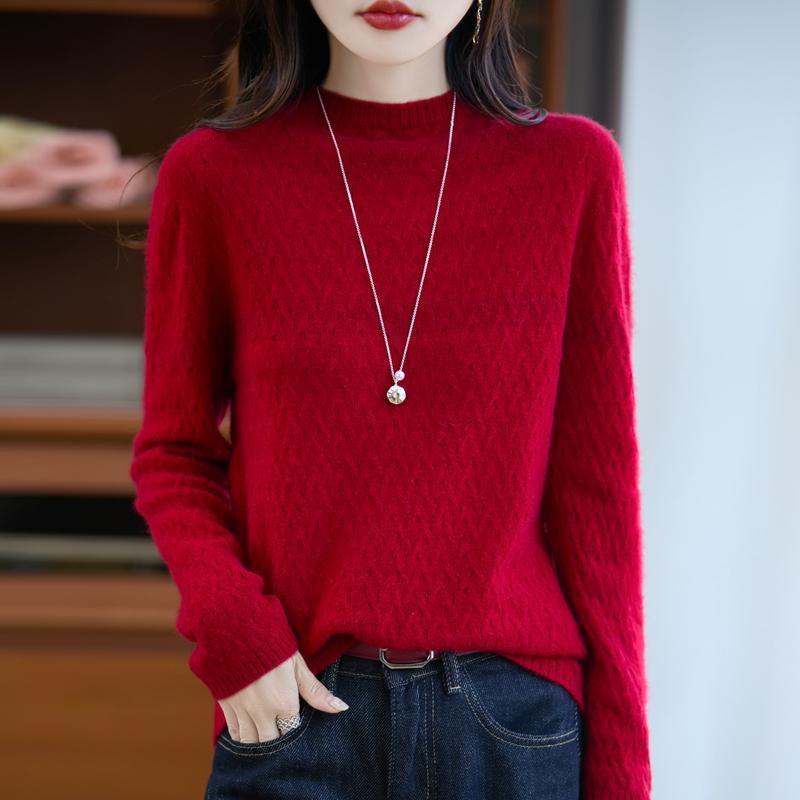 Women's Cashmere Sweater Qinghe Cashmere 30% Cashmere 70% Wool Autumn and Winter Pullover Warm and Fashionable