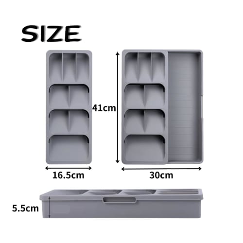 MaT Store Cutlery Case, Cutlery Storage, Kitchen Chopstick Holder, Drawer Divider, Gray