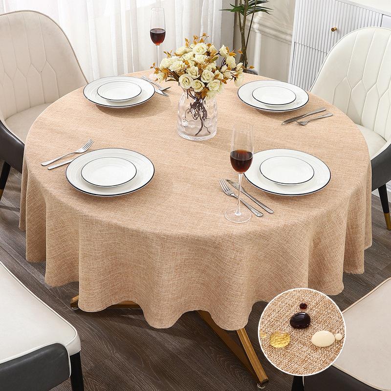 Waterproof and Dustproof Round Table Cloth Home Atmosphere Folding and Edging Dining Table Hotel Fashionable and Simple Style