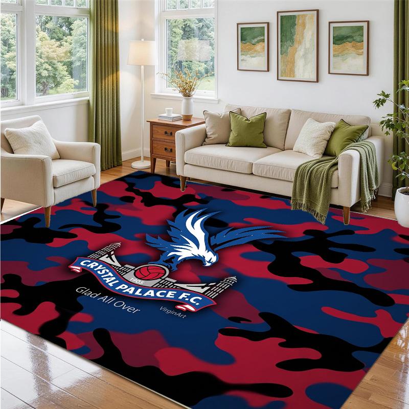 Crystal Palace Football Design Crystal Velvet Rug Soft Decorative Mat for Bedroom Entrance