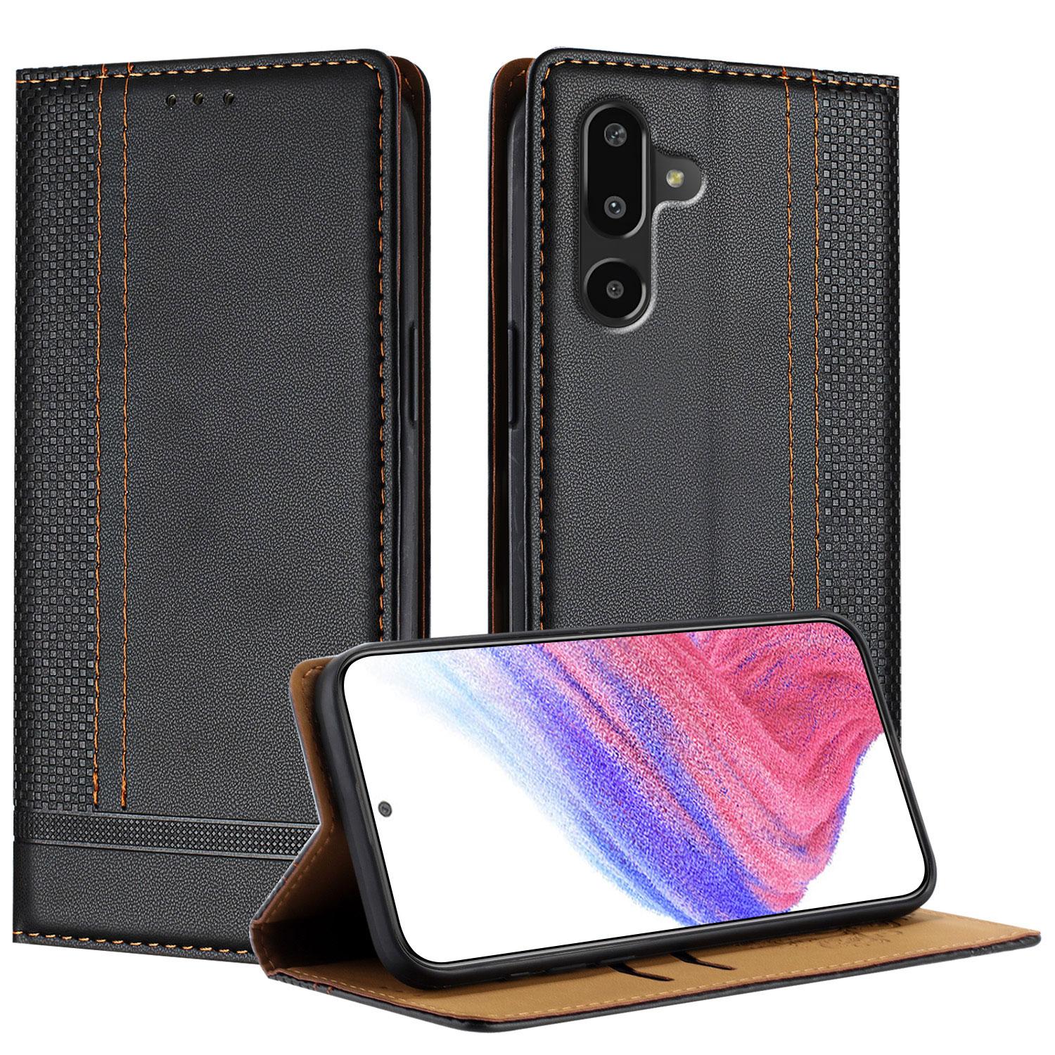 

For Samsung Galaxy M16 5G/Galaxy F16 5G Case L-Shaped Grid Pattern Leather Stand Phone Cover with Card Slots G