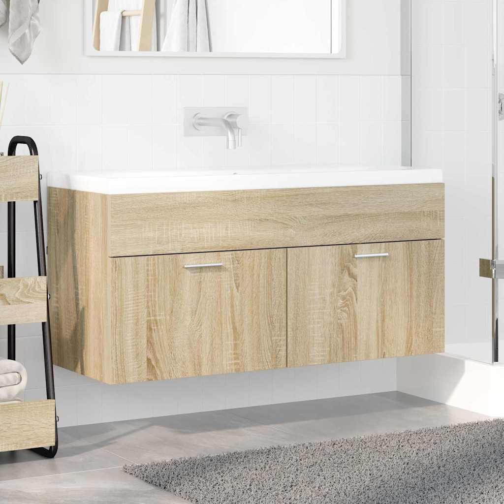 Washbasin Cabinet with Storage Sonoma Oak Wood Based Material