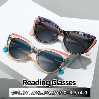 Luksusowe Modne Okulary do Czytania TR90 Kocie Oczy Prostota Ochrona Przed Niebieskim Światłem Lekkie Okulary Przeciwsłoneczne UV400 0 DO +4.0
