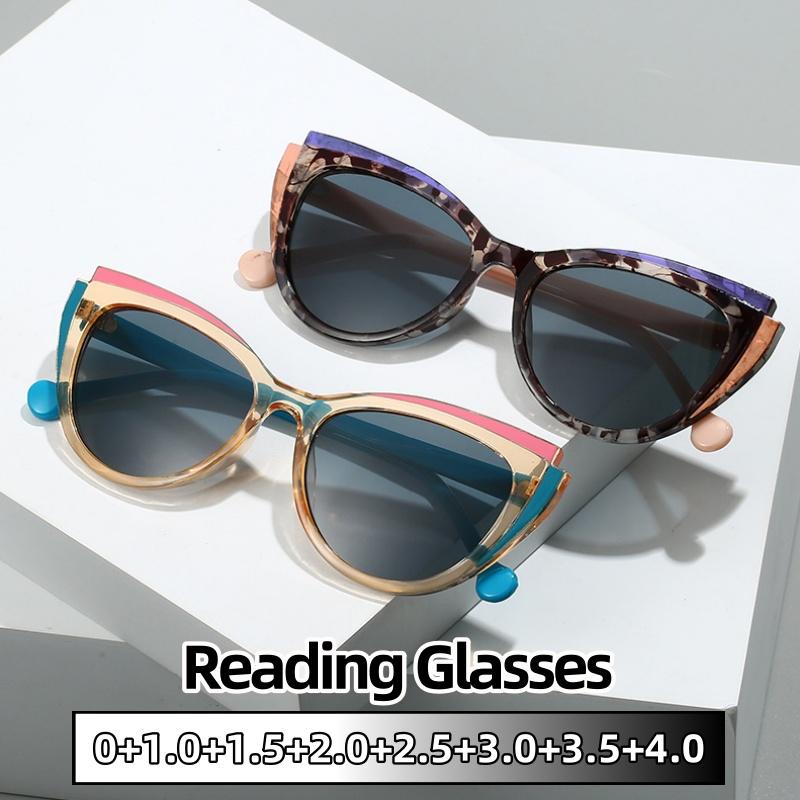 Luxury Fashionable Cat Eyes Presbyopia Glasses Simplicity Anti-Blue Light Uv400 Sun Protection Sunglasses 0 To +4.0