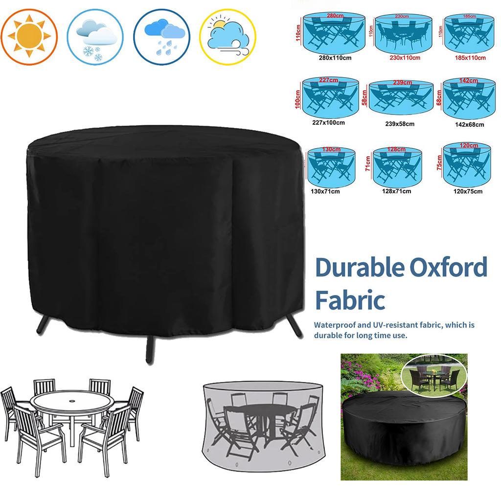 Round Cover Round Outdoor Garden Furniture Cover Waterproof Oxford Protective Furniture Rain And Snow Dust Cover
