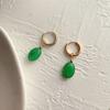 French Fashion Earrings Elegant Oval Denier Ins Retro Style Ear Buckle Titanium Steel Natural Stone All-match Ear Jewelry