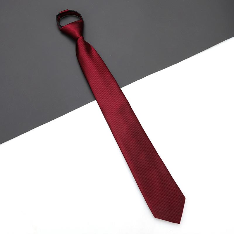 Men'S And Women'S Red Zip-Up Tie Groom Business Dress Wedding Korean Version Lazy No Striped Tie