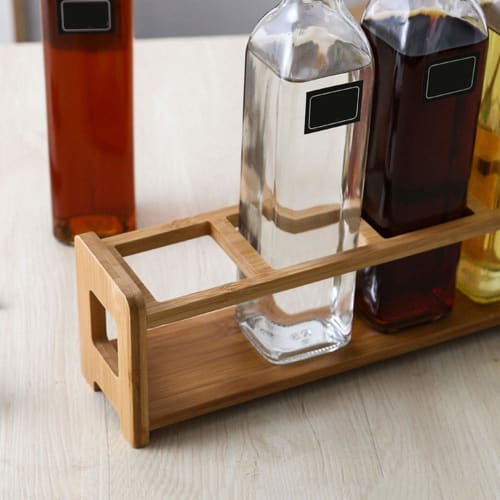JANSUDY Household Glass Oil Pot/Condiment Bottle with Spice Rack for Oil/Soy Sauce/Vinegar Storage
