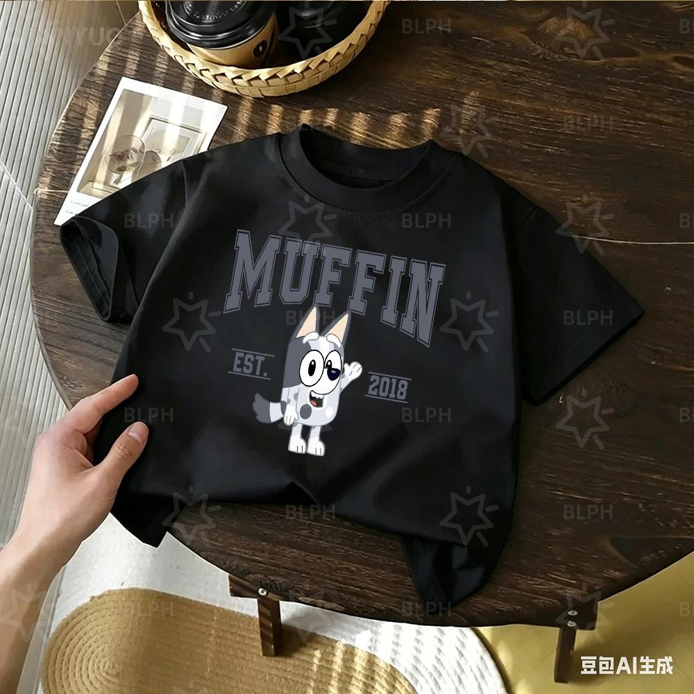 Kids TShirt Cute Bluey Character Print Soft Cotton Casual Short Sleeve Tee Tops for Boys Girls Summer Comfortable Cartoon Cloth