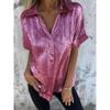2026 European Summer Casual Loose Lapel Shirt for Women - Hot Stamping Short Sleeve Design