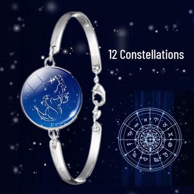 Pulsera de Pareja de las Doce Constelaciones - Diseño Blanco K, Estilo Coreano de Moda para Estudiantes