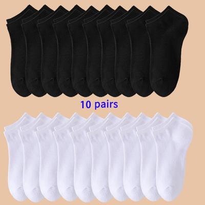 10 Pairs of Women's/men's Boat Socks, Plain Color, Anti Odor, Summer Ankle Socks, Casual and Breathable Low Waisted Socks