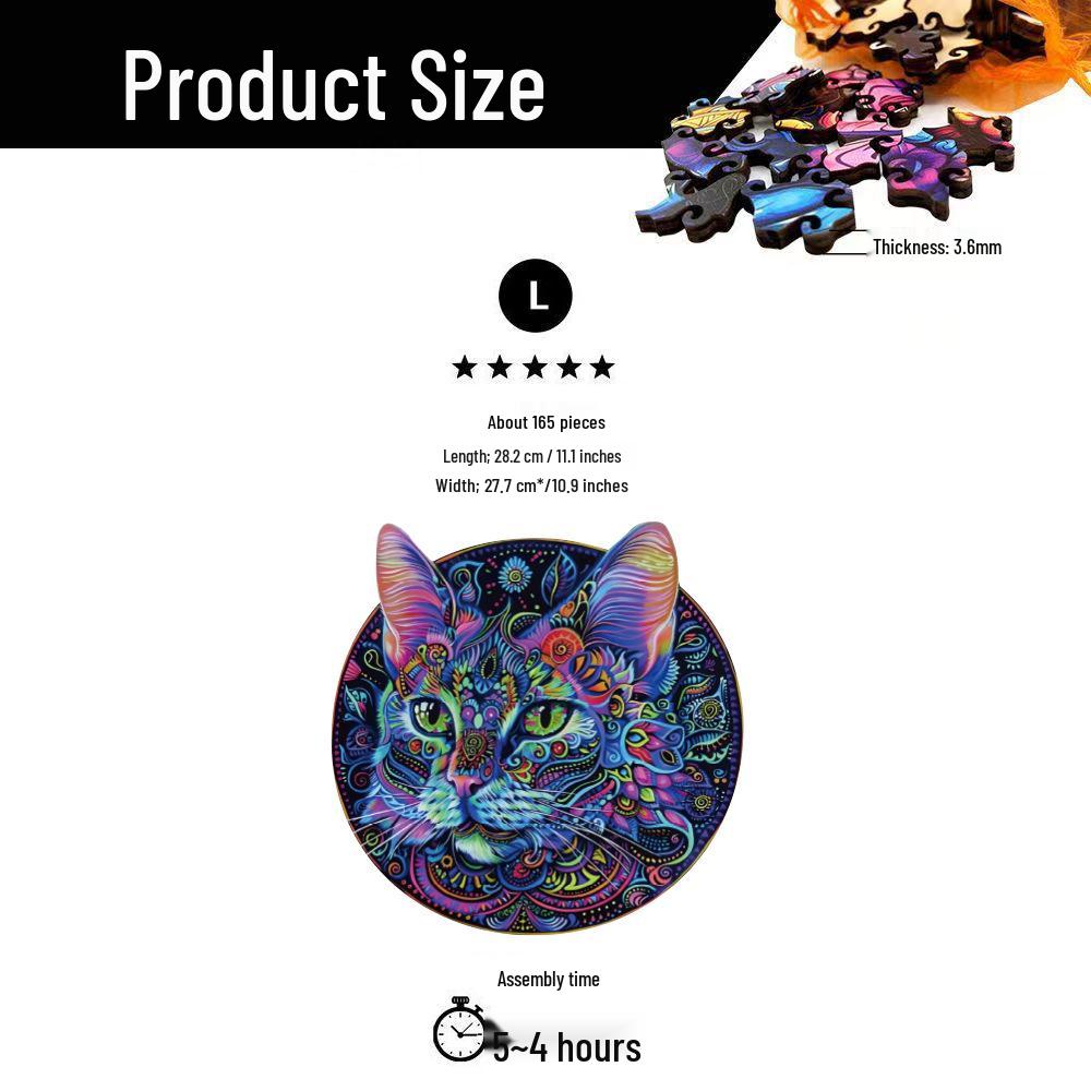 HOOLOOG Irregular Wooden Cat Jigsaw Puzzle - Educational Decorative Toy & Decompression Gift with Piggy Bank Feature