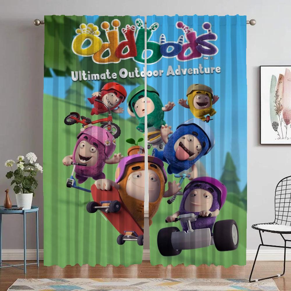 Oddbods Blackout Curtain for Room 2 Panel Elegant Room Curtains Shades Halloween Decoration Partition Tulle for Bedroom Living