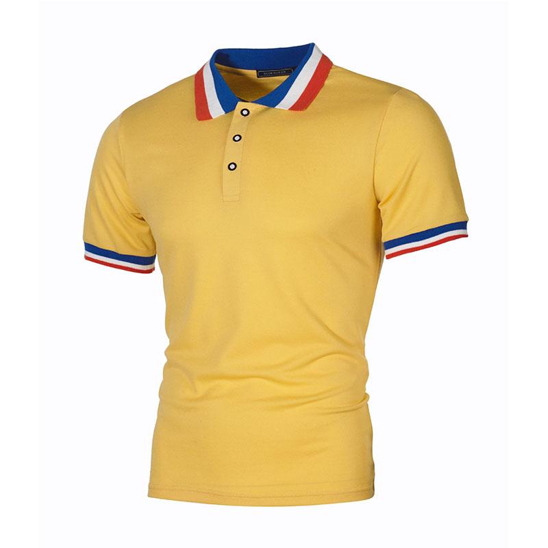 Summer Men's Simple Rib Color Block Casual Men's Lapel Short-sleeved Polo Shirt