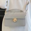 Portable small square bag autumn new fashion popular texture lock solid color casual shoulder messenger bag