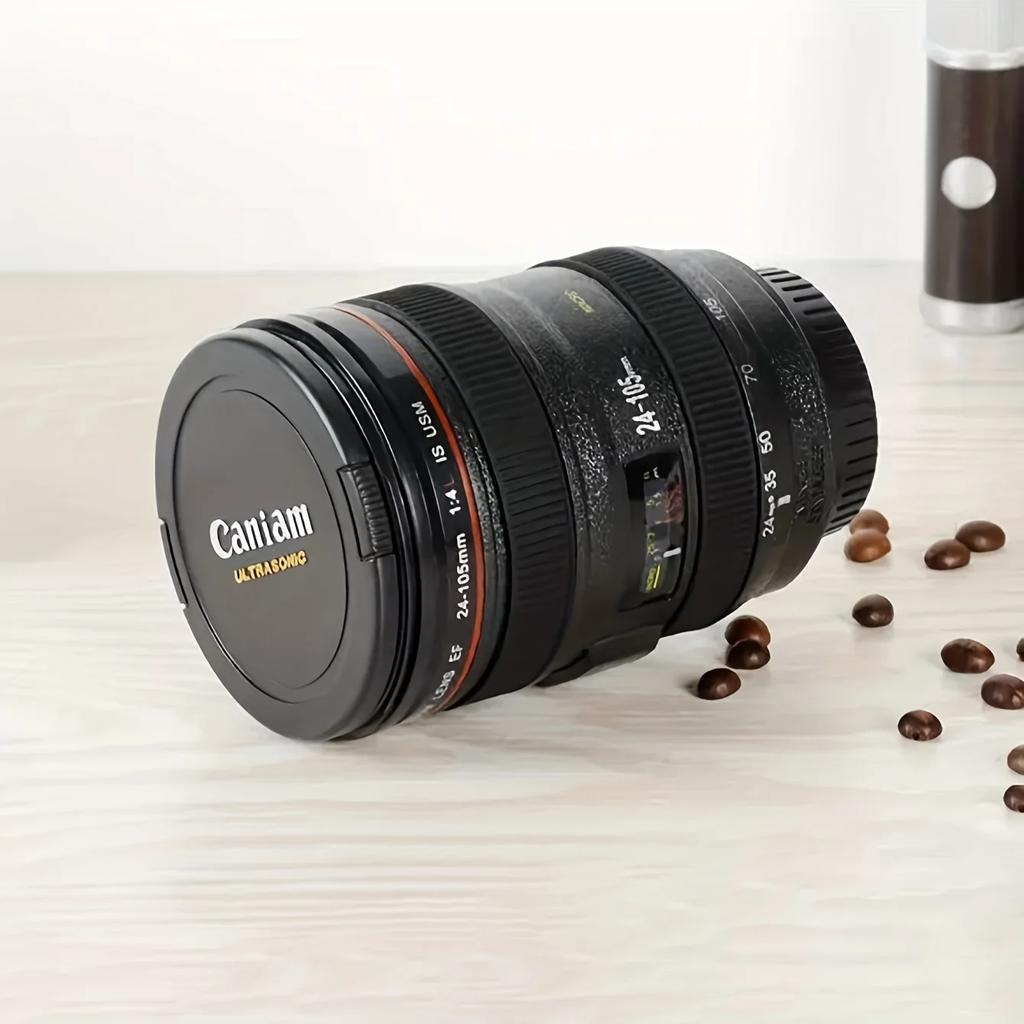 1pc, Camera Lens Coffee Mug, Fun Photography Stainless Steel Lens Mug, Great Gifts For Photographers, Home Supplies, Friends