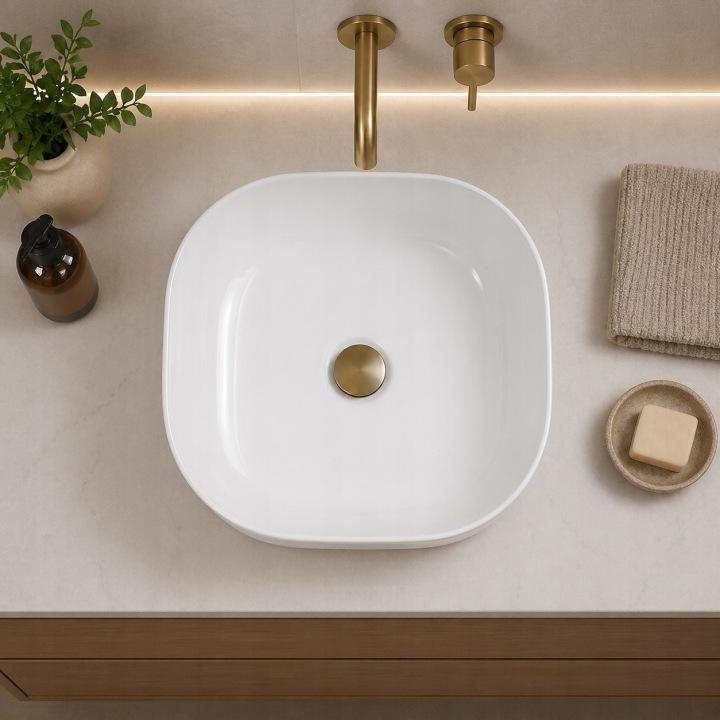 Some Pancia countertop washbasin 425X425 round white gloss BT2007