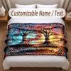 Music General Theme Soft Blanket Personalized Custom Name Text Print Warm Blanket Home Sofa Bedroom Decor