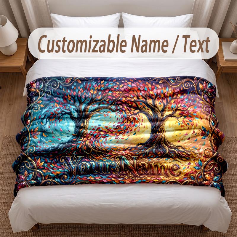 Music General Theme Soft Blanket Personalized Custom Name Text Print Warm Blanket Home Sofa Bedroom Decor
