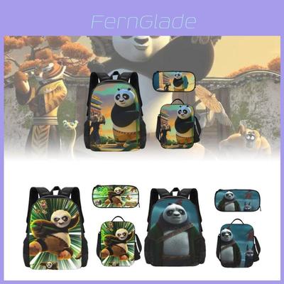 Kung Fu Panda Backpack Set Waterproof Cartoon Design For Kids School 3-piece Set