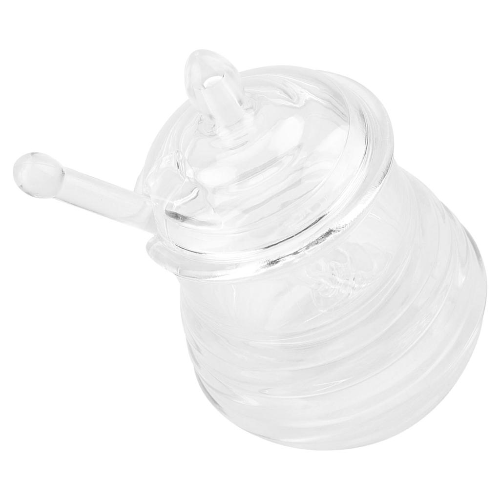 Yinhing 245ml Honey Jar, Transparent Beehive Shaped Honey Jar with Dripper Stick, Beehive Design Pot for Storing and Dispensing Honey