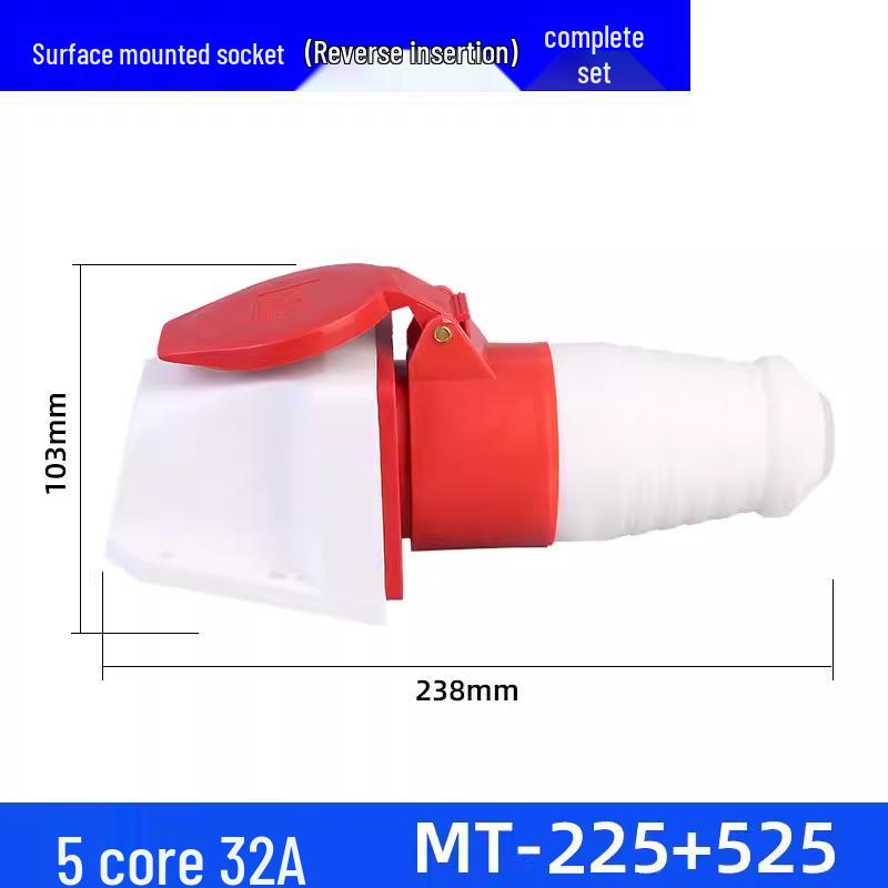 Waterproof Industrial Aviation Plug Socket: 16/32A Three-Phase Connector, 3-5 Pin, Recessed/Surface Mount Options