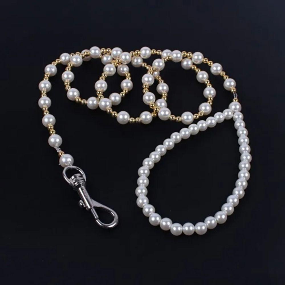 Imitation Pearls Beaded Dog Leash 120cm Pet Training Lead Leashes Pearls Dog Harness Leash Pet