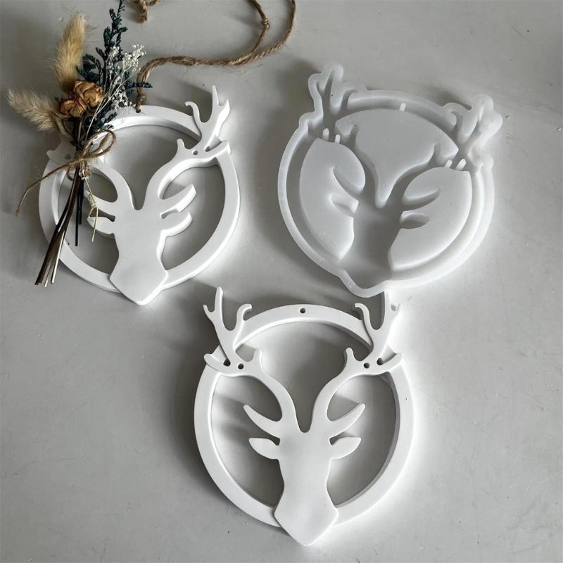 Silicone Mould for Circular Elk Pendant Making Handmade Christmas Themed Decoration Mould Holiday Wall Hangings Mould