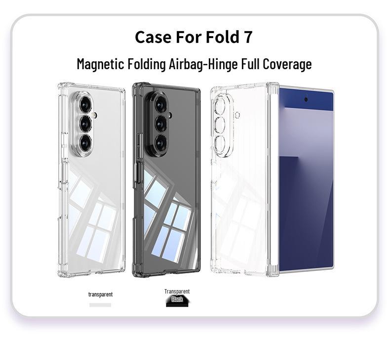 Samsung Z Fold7 Magnetic Case: Transparent Airbag Shell & Integrated Protective Film