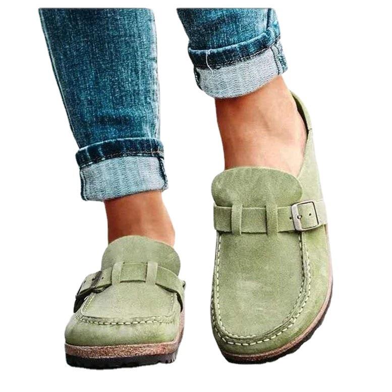 Summer new European and American sandals bag head outer wear belt buckle half drag women's large size casual slippers women's shoes