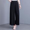 Women's Plus Size Cotton Silk Printed Wide Leg Pants, Elastic Waist Casual Summer Trousers (XL-5XL)