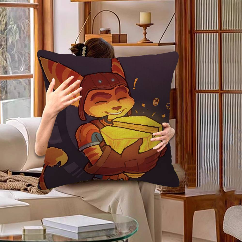 Cartoon R-Ratchet N C-Clank Maple Design Cushion Cover Happy Autumn Harvest Decor Holiday Decorati Pillow Cover