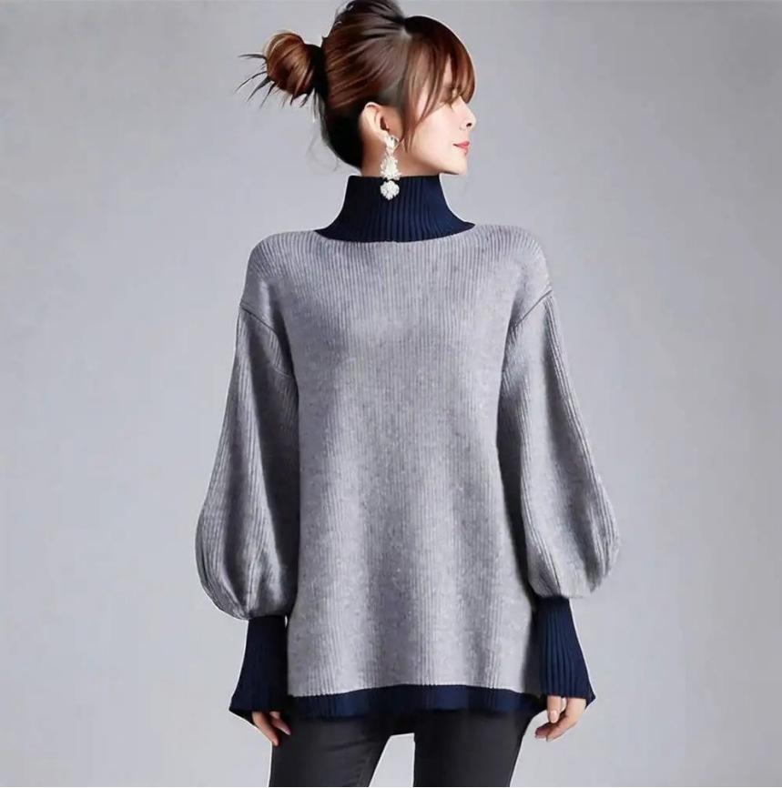Korean Style Women's Turtleneck Sweater: 2025 Autumn/Winter Loose Knit Pullover Base Layer